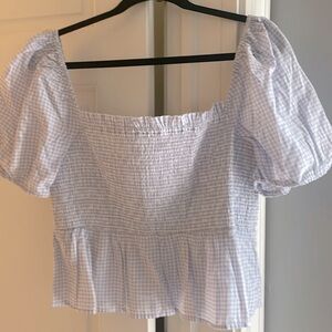 Smocked J Crew peplum top, size L.